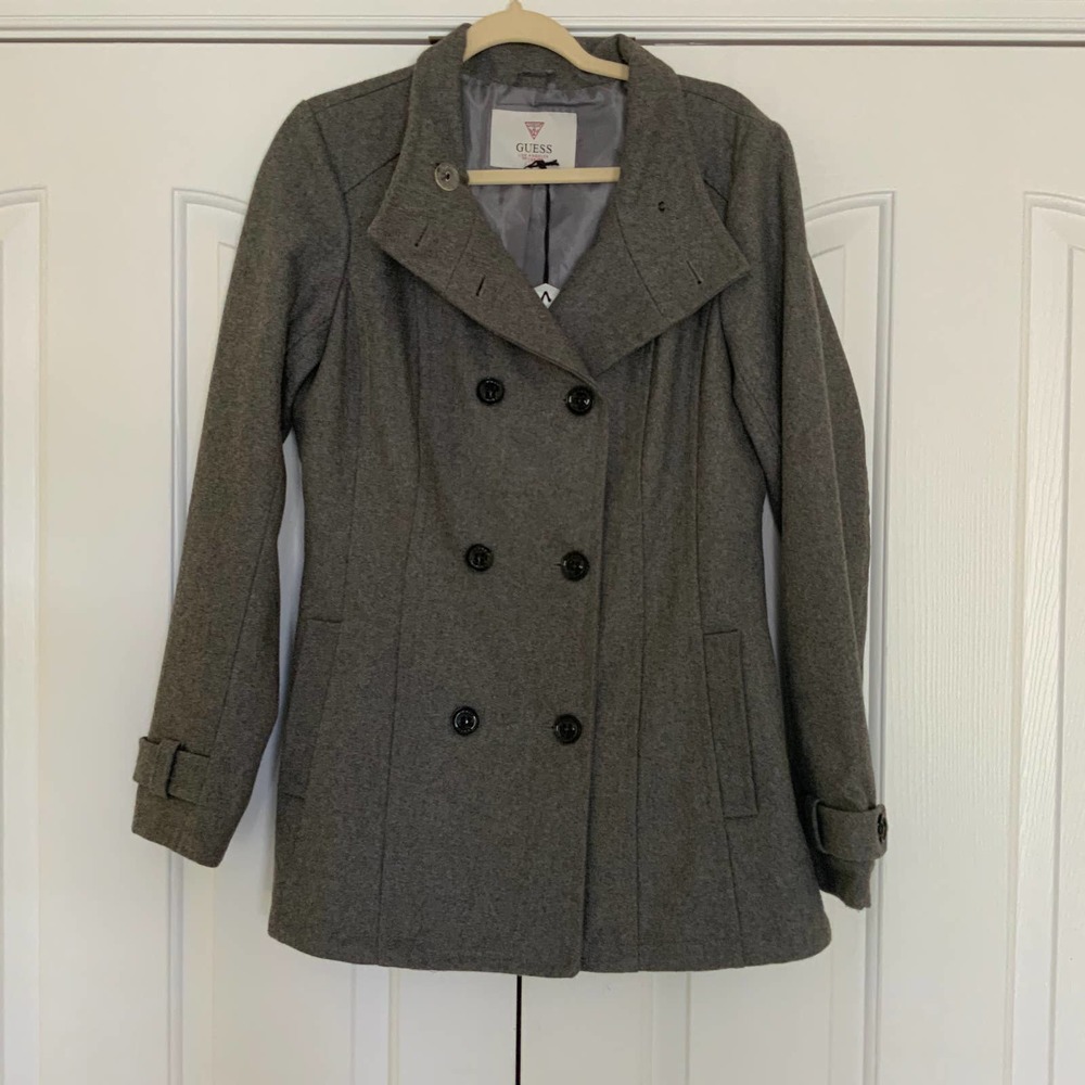 Guess Norine PeaCoat Gray NWT